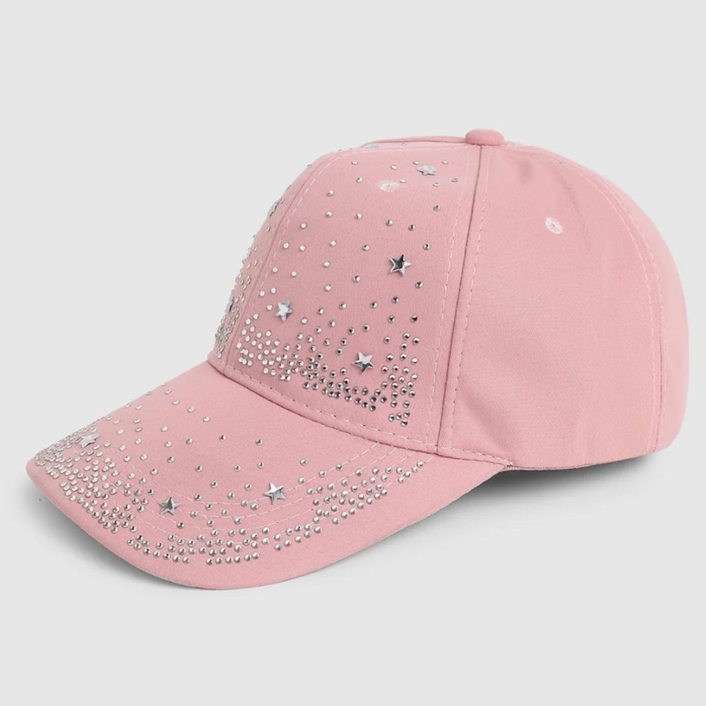 Pink Star & Rhinestone Embellished Baseball Cap - Picture 7 of 7